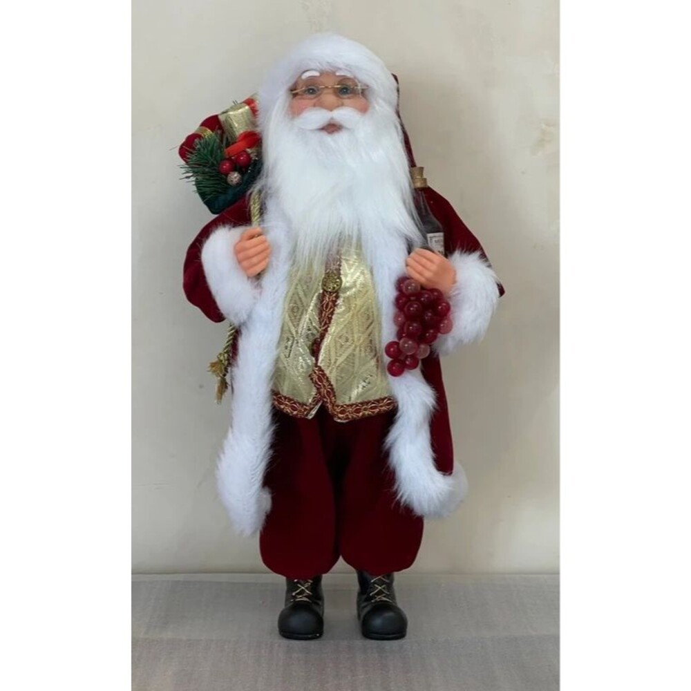 Wine Santa Claus Figurine 15.5" Christmas Standing Decor - Picture 1 of 11